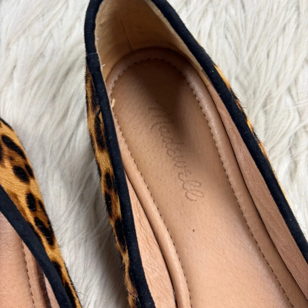 Madewell Women's 7 Leopard Animal Print Calf Hair Leather Ballet Flats Dopamine